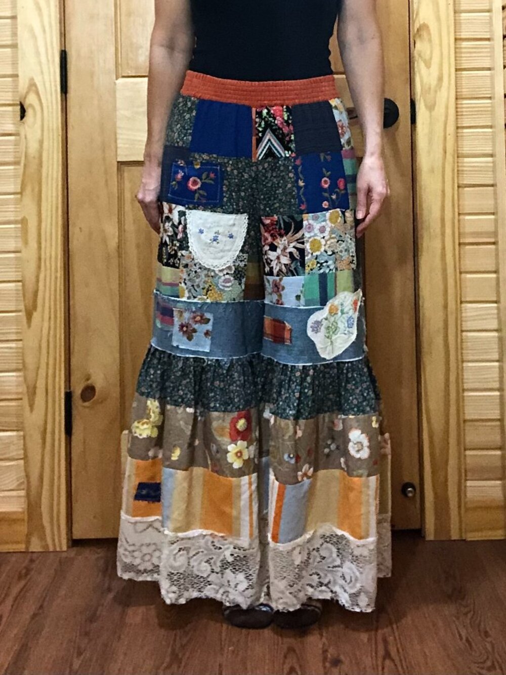 Rare Handmade Upcycled Patchwork Bell Bottom Pants 🌿✨